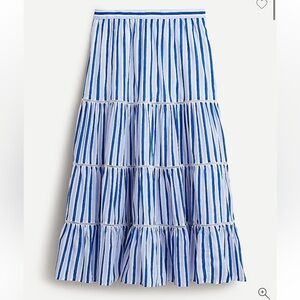 J. Crew Blue and White Striped A-Line Skirt